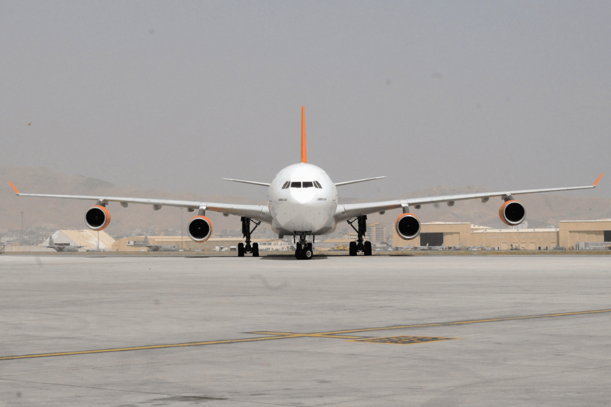 the front of a kam air airbus a340