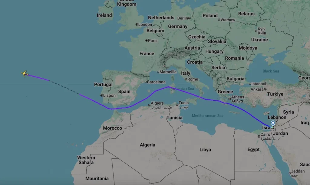 a route map of the wings of zion flying to new york
