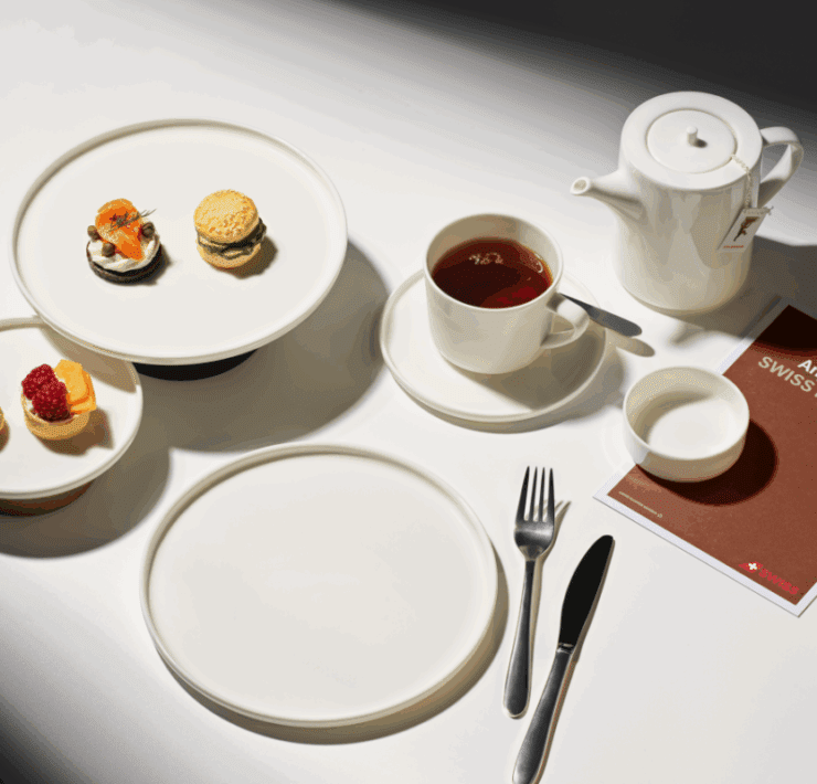 a table with plates and utensils