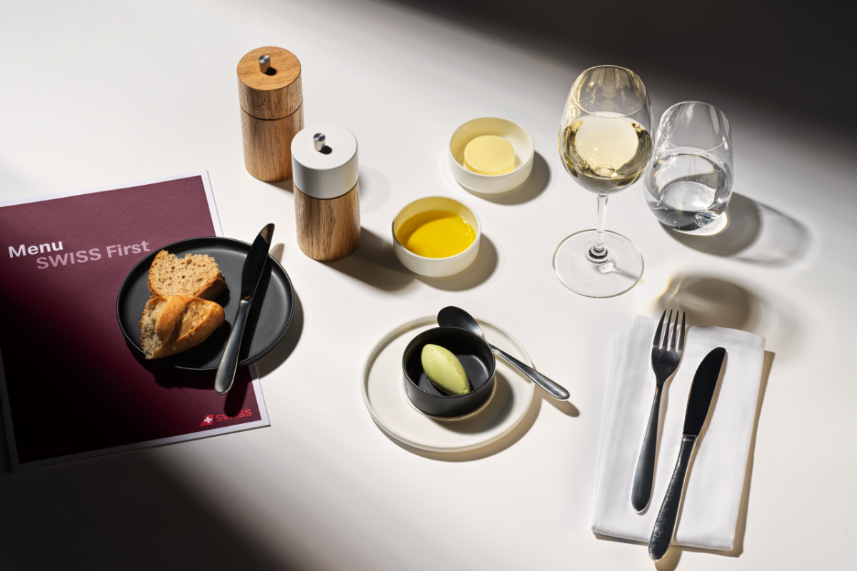 a table with food and glasses