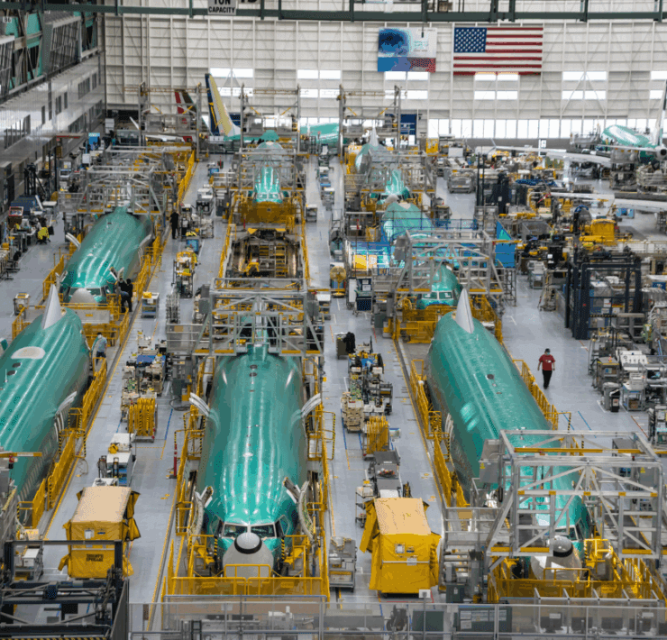boeing 737 factory assembly line in Renton