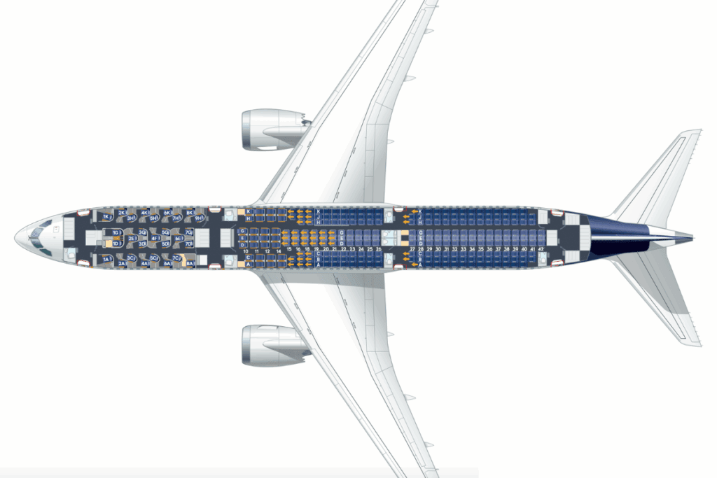 airplane seat map of lufthansa's new boeing 787-9 dreamliners with allegris cabins