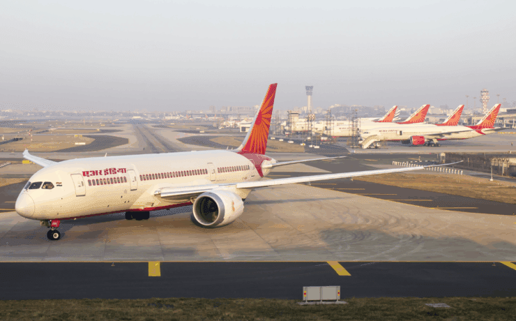 An air india boeing 787 at Mumbai airport