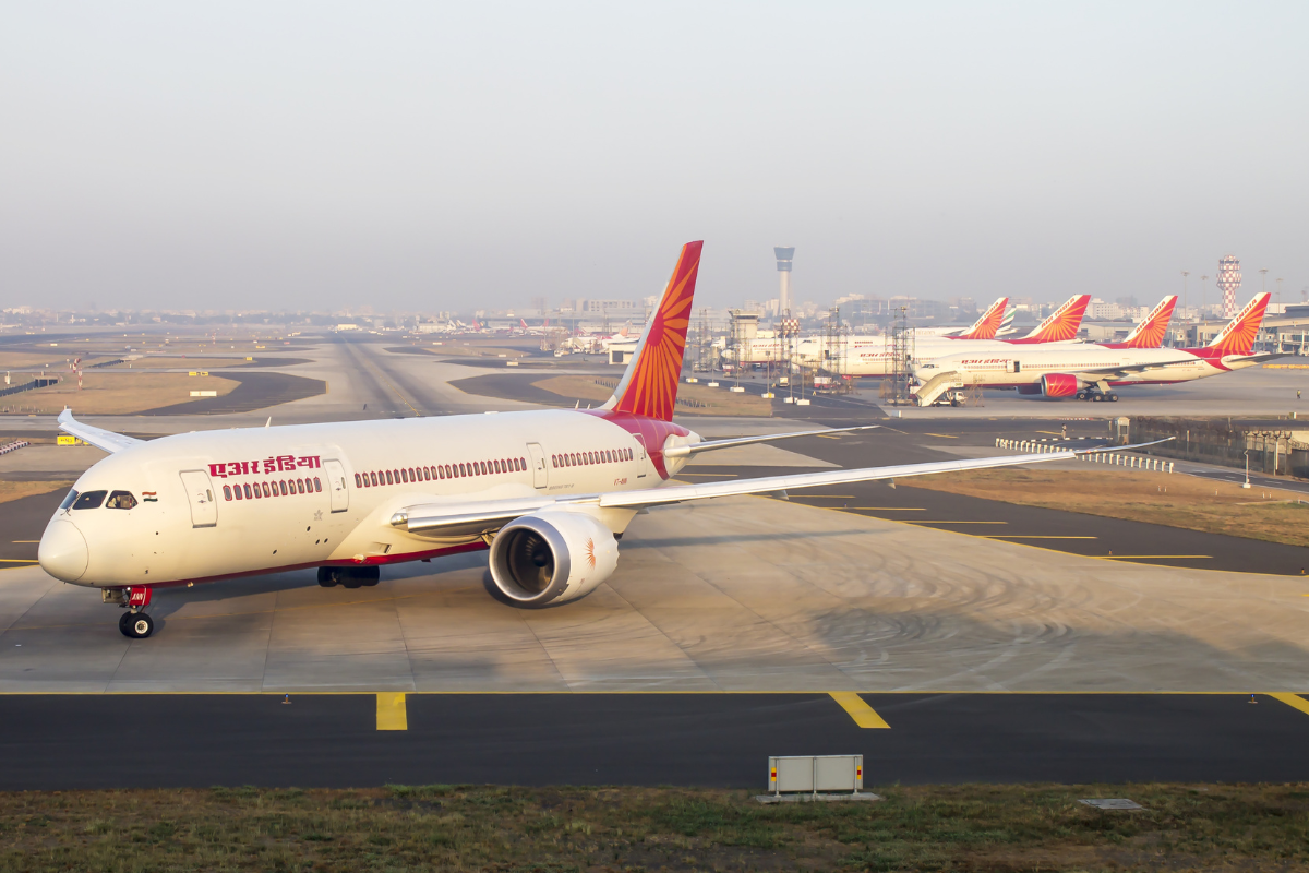 An air india boeing 787 at Mumbai airport