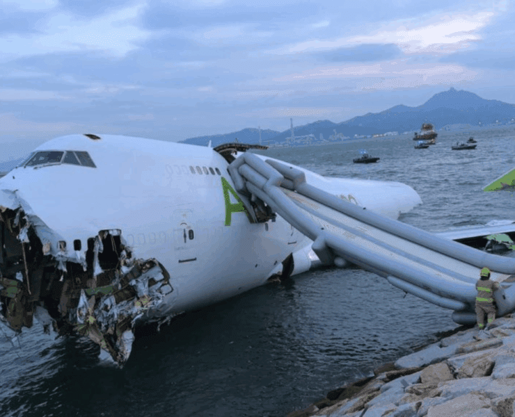 a plane that has been crashed in the water