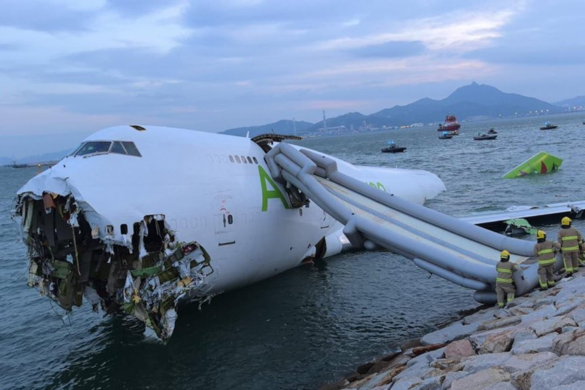 a plane that has been crashed in the water