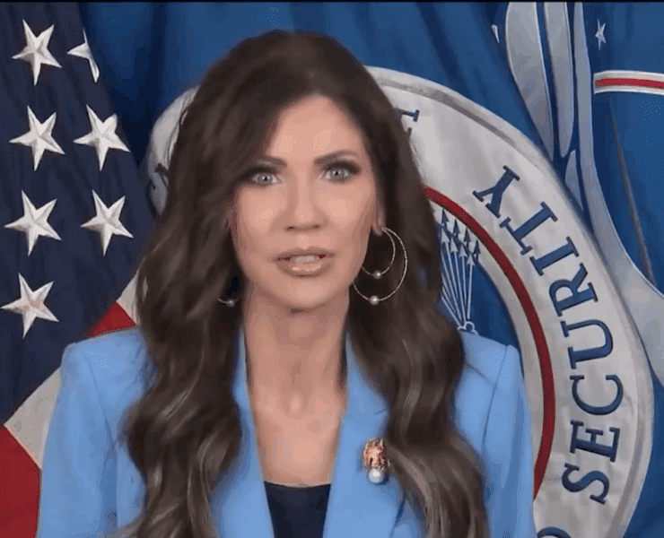 screenshot of kristi Noem in a banned TSA video