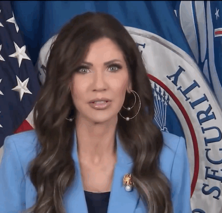 screenshot of kristi Noem in a banned TSA video