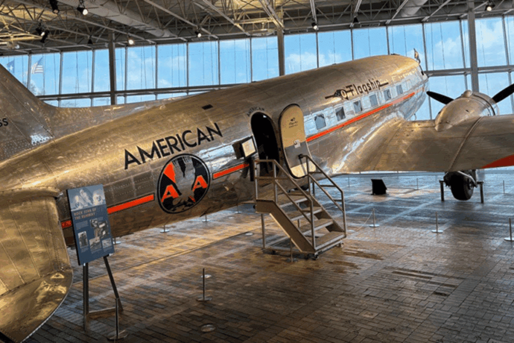 an airplane in a building