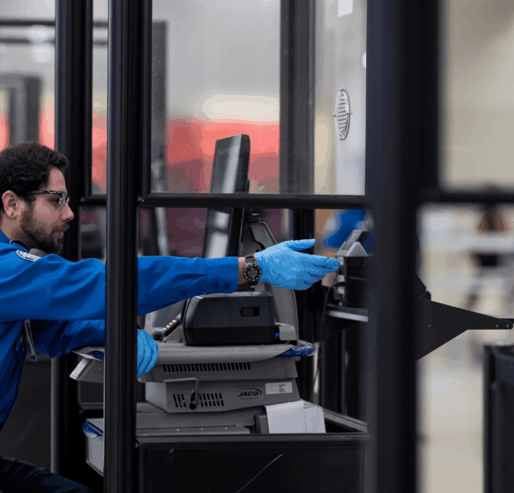 tsa agent behind a screen