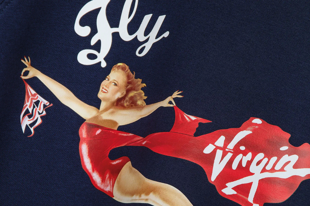 Fly Virgin Atlantic sweater closeup