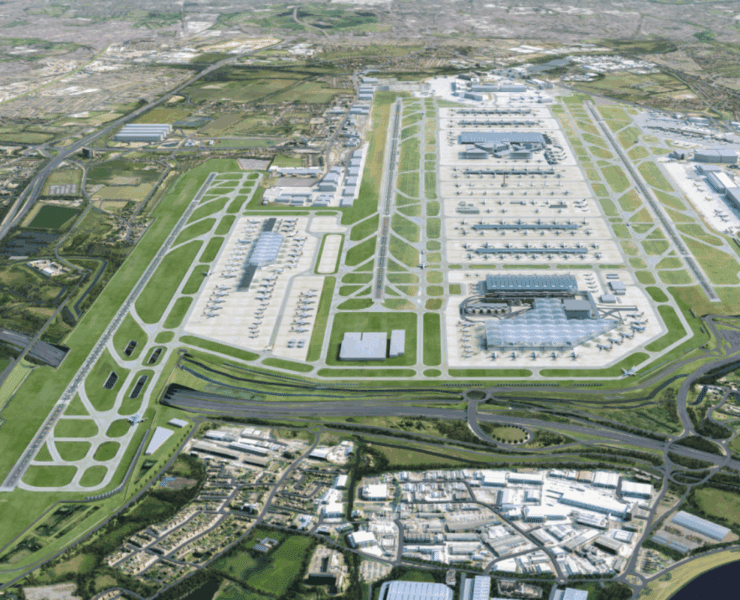 an aerial view of an airport