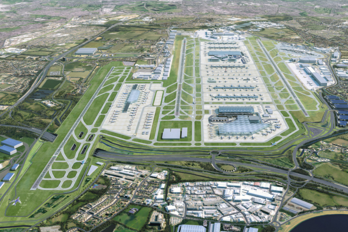 an aerial view of an airport