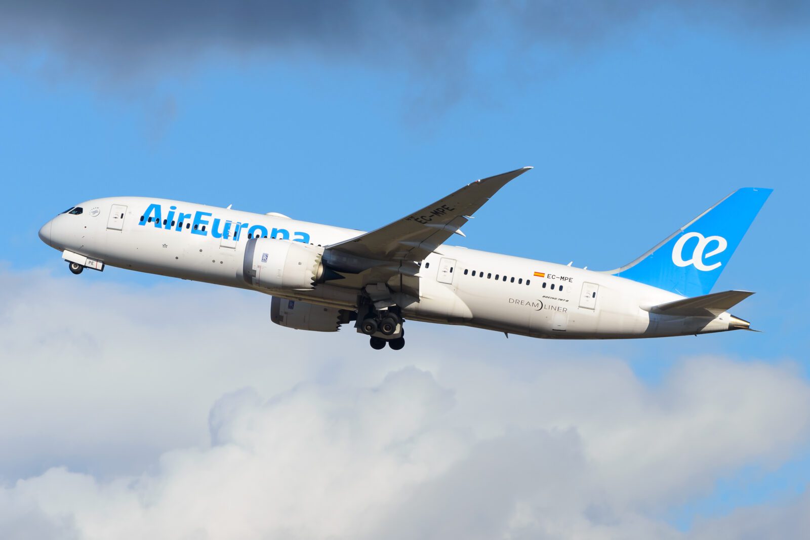 An Air Europa Boeing 787 Dreamliner flying in the sky