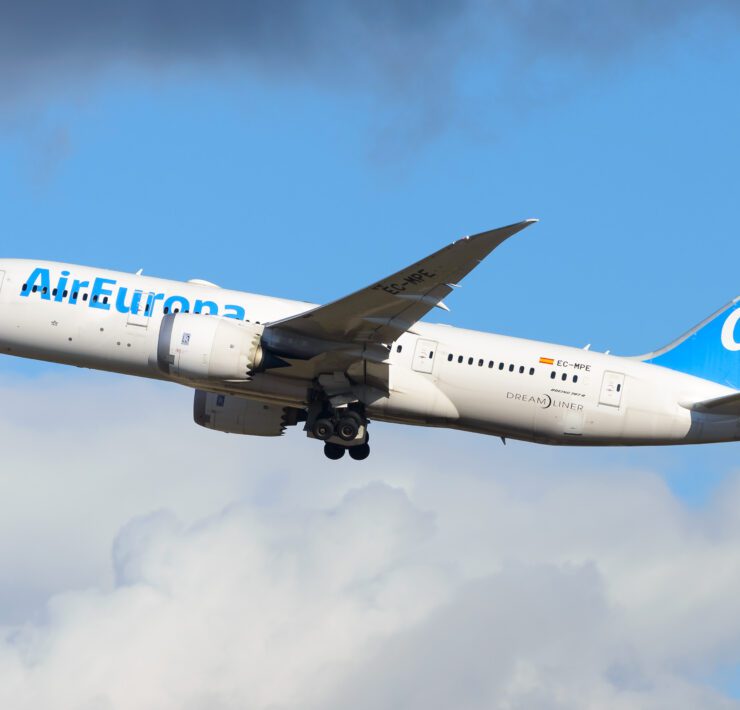 An Air Europa Boeing 787 Dreamliner flying in the sky