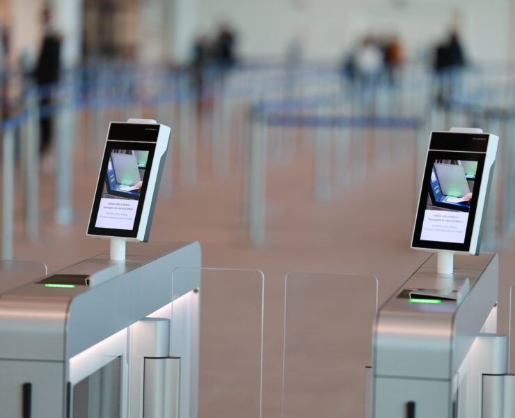 biomatric boarding gates a close up of a machine