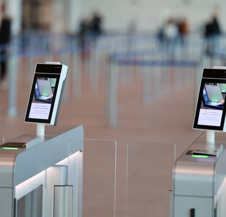 biomatric boarding gates a close up of a machine