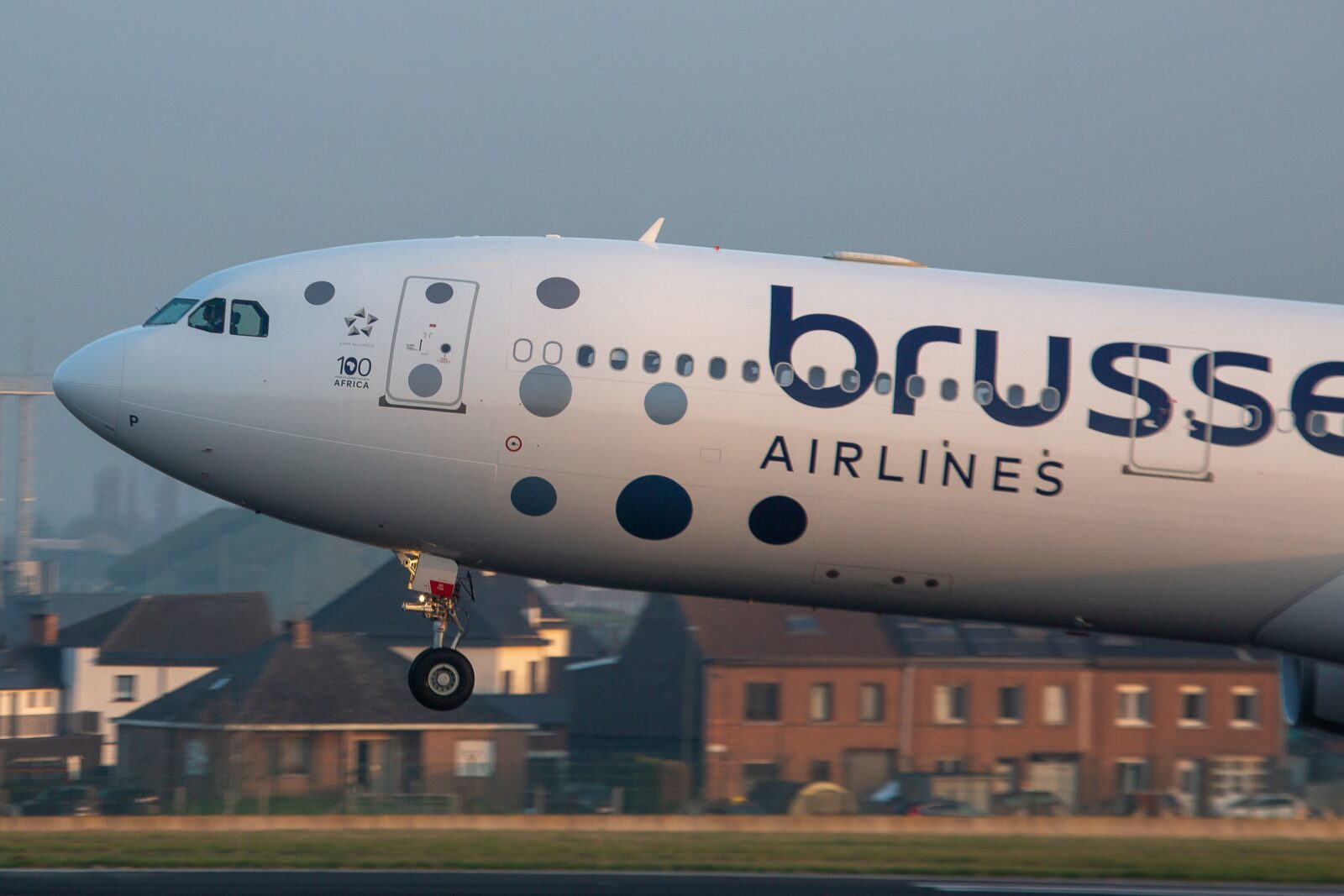 a Brussels Airlines Airbus A330 taking off