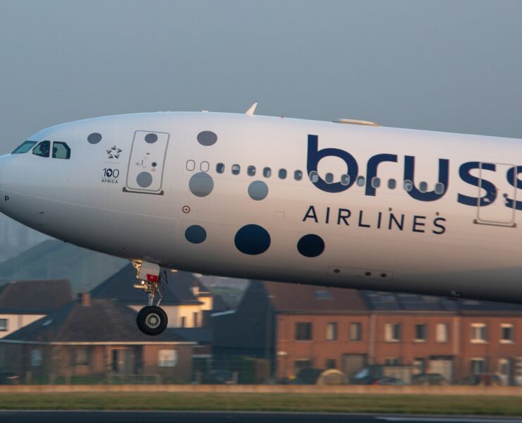 a Brussels Airlines Airbus A330 taking off