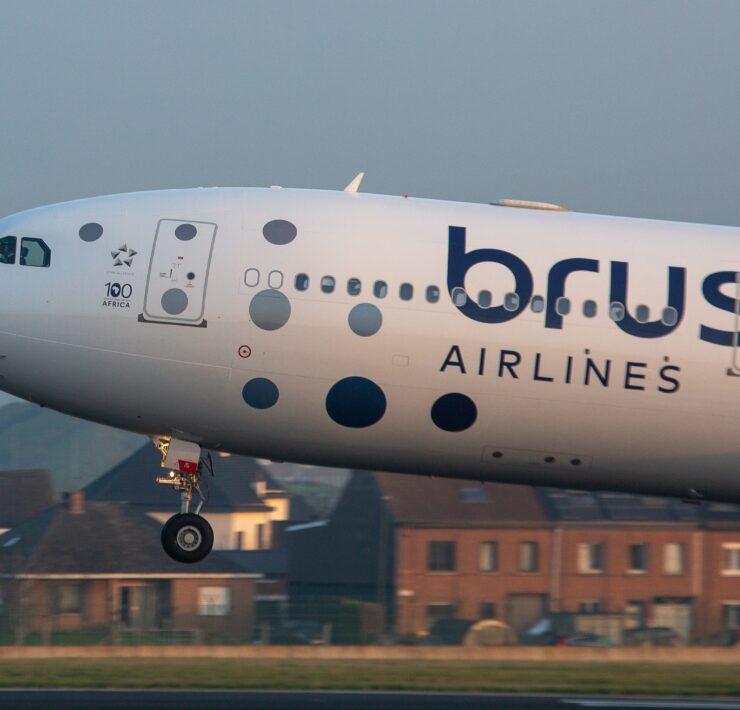 a Brussels Airlines Airbus A330 taking off