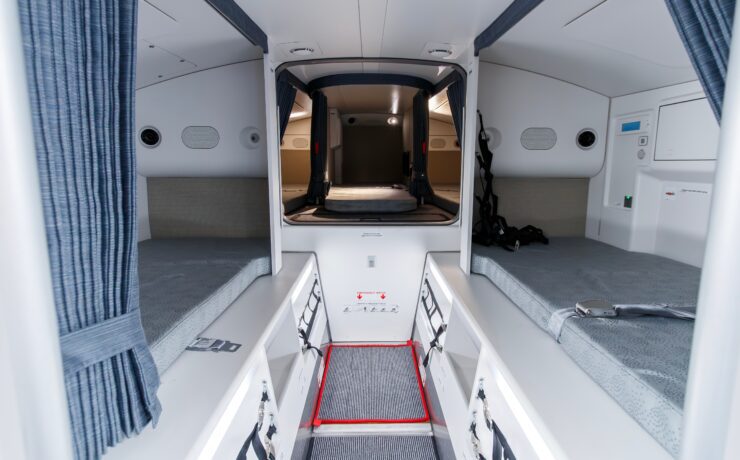 a crew rest area on an Airbus a350