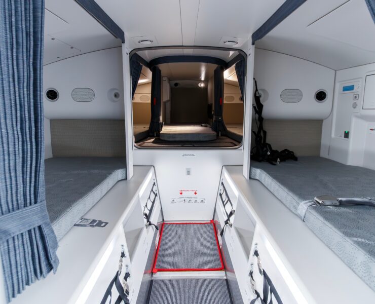 a crew rest area on an Airbus a350