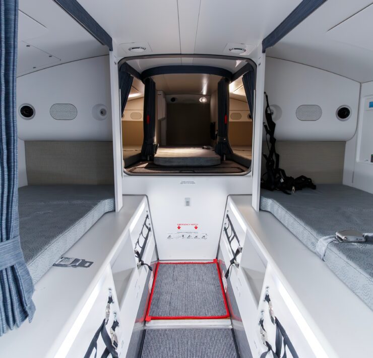 a crew rest area on an Airbus a350