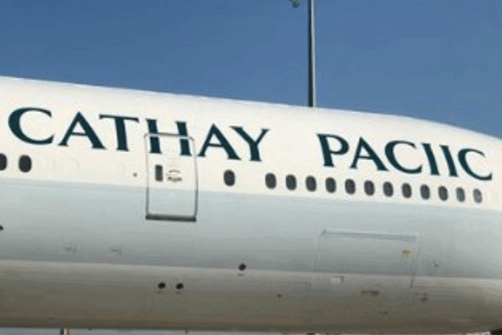 the side of a plane with writing on it