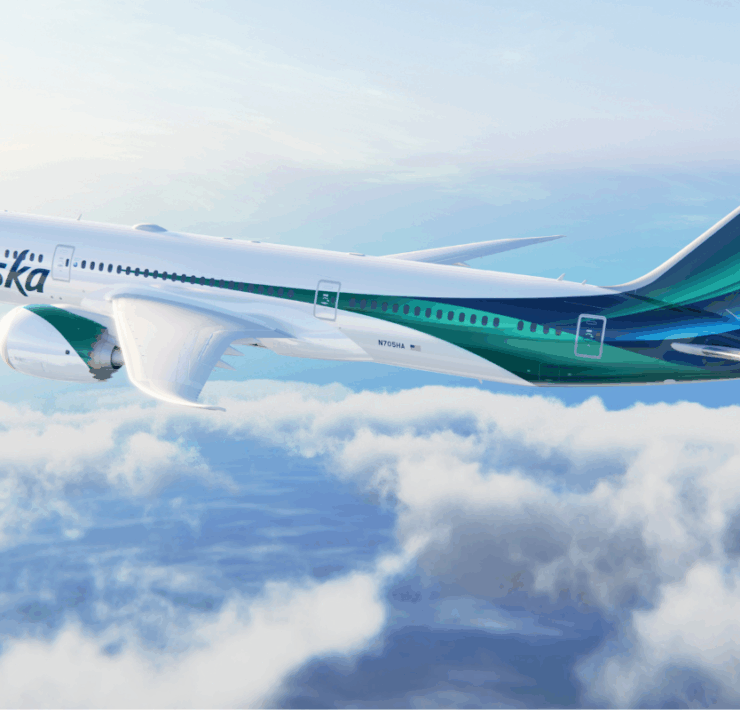 a rendering of the Alaska Airlines international livery on the Boeing 787 Dreamliner