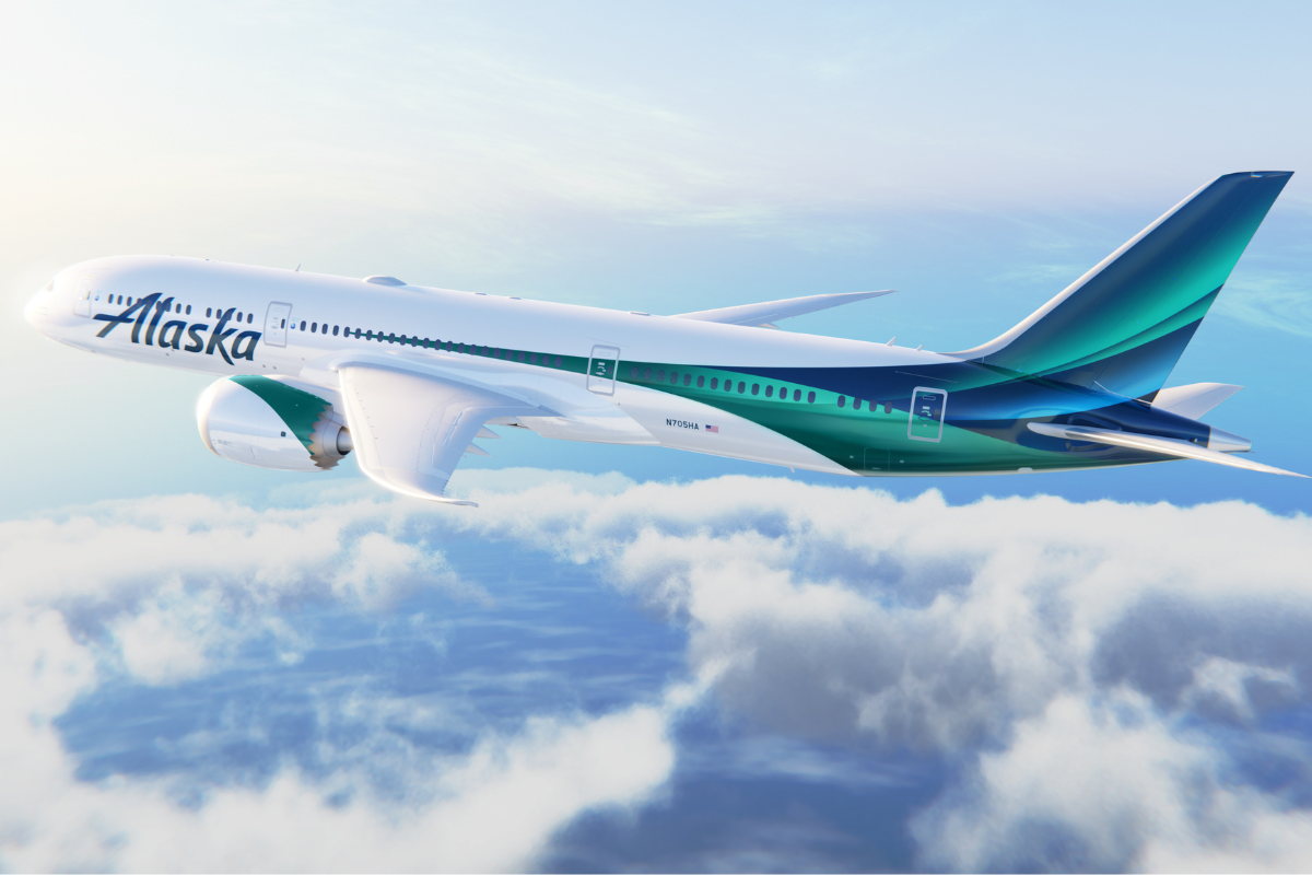 a rendering of the Alaska Airlines international livery on the Boeing 787 Dreamliner