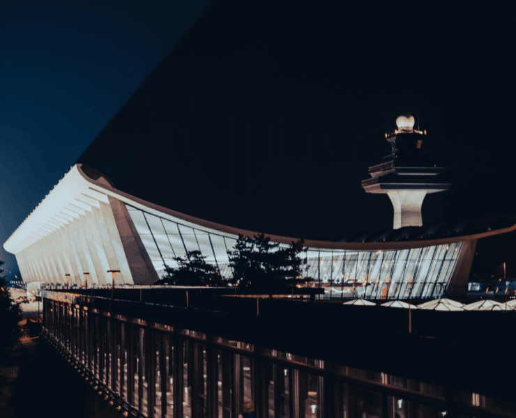 dulles airport at night