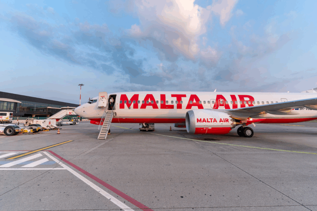 a plane with a ladder on the side