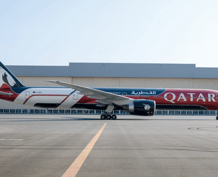 a plane on the runway