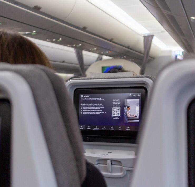A finnair seatback screen