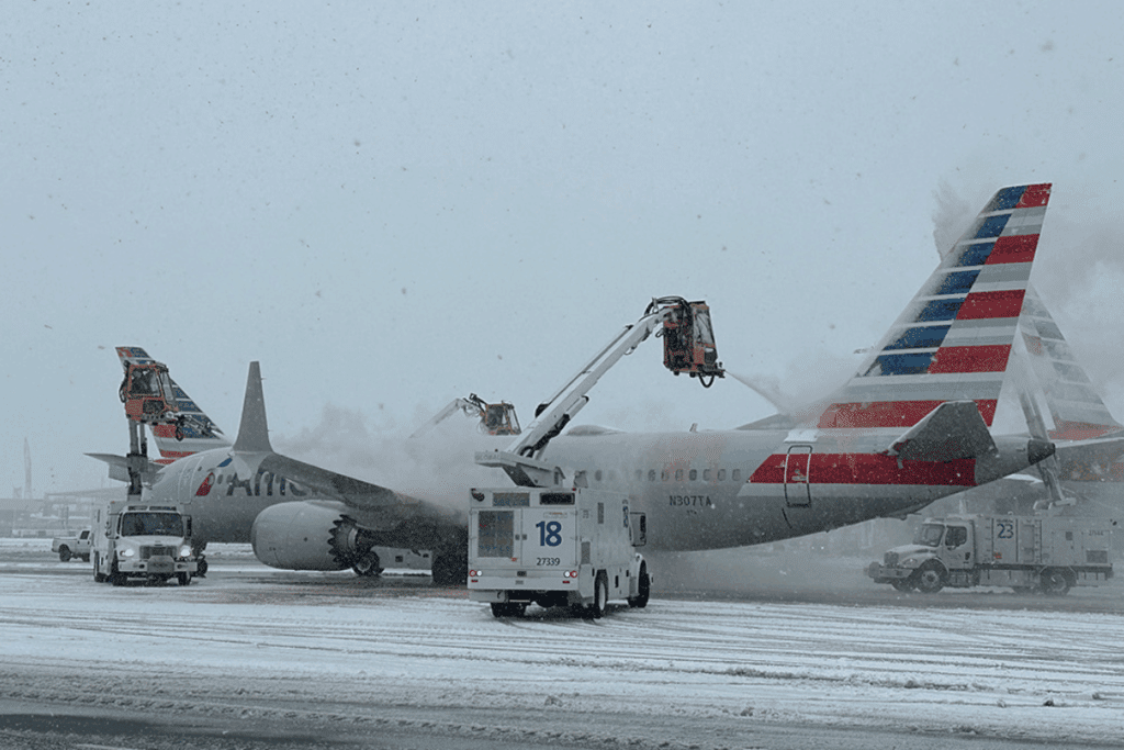 a plane on the snow