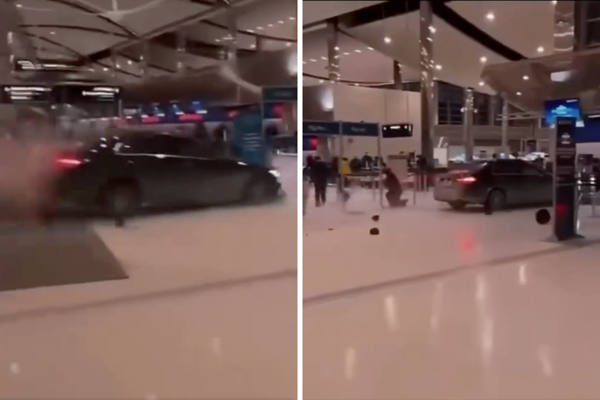 a group of people in a building