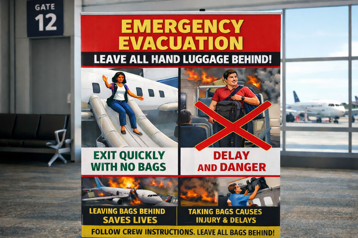 a sign with images of people on a slide