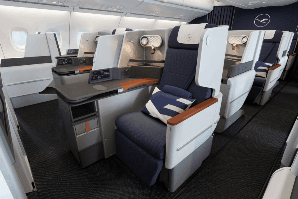 lufthansa's new off the shelf A380 business class seats