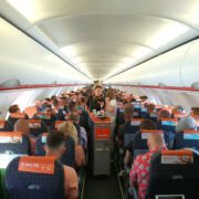 the inside of an easyjet plane