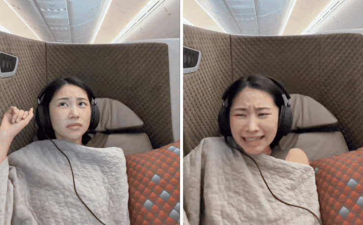 a woman with headphones on