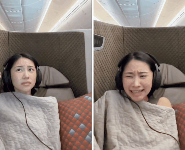 a woman with headphones on