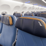 a row of seats in an airplane