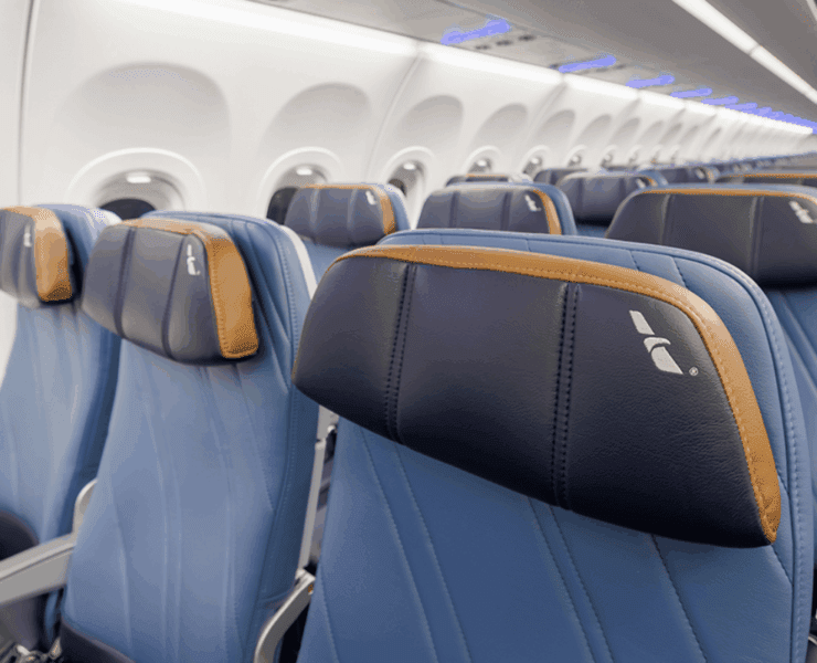 a row of seats in an airplane