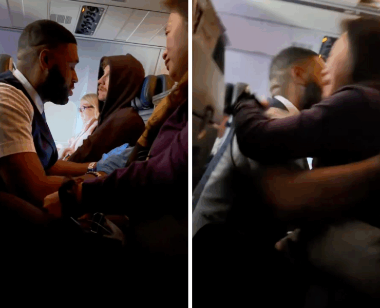 a collage of a man in a suit and tie
