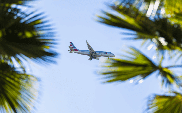 an airplane flying in the sky