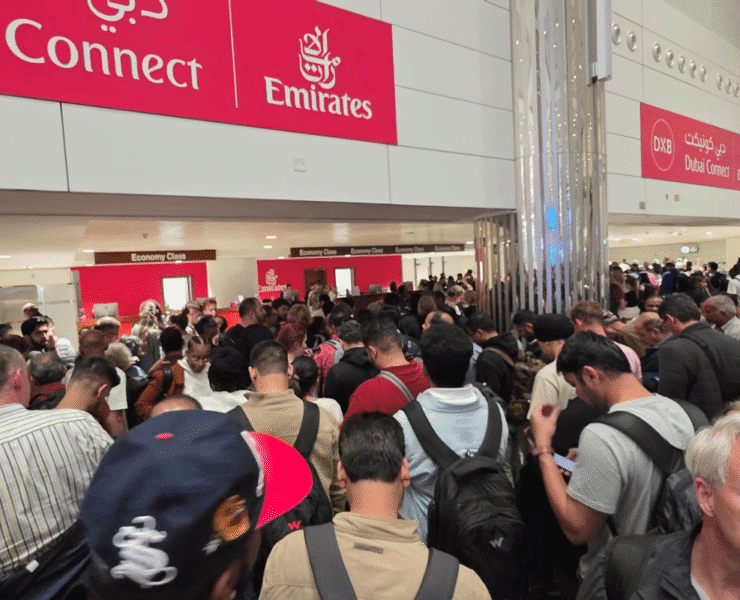 a group of people in a building