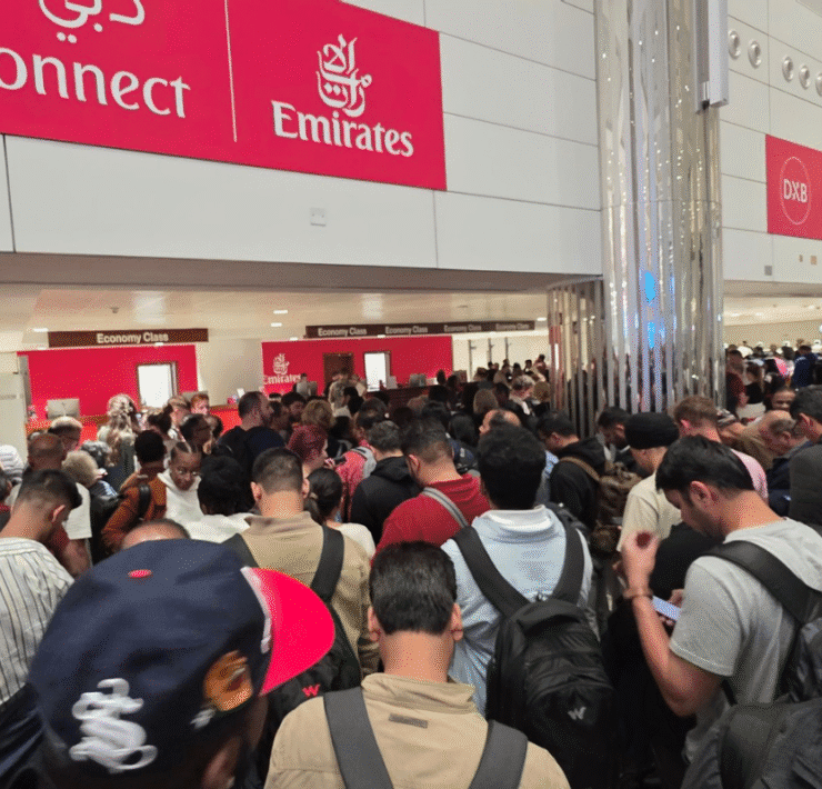 a group of people in a building