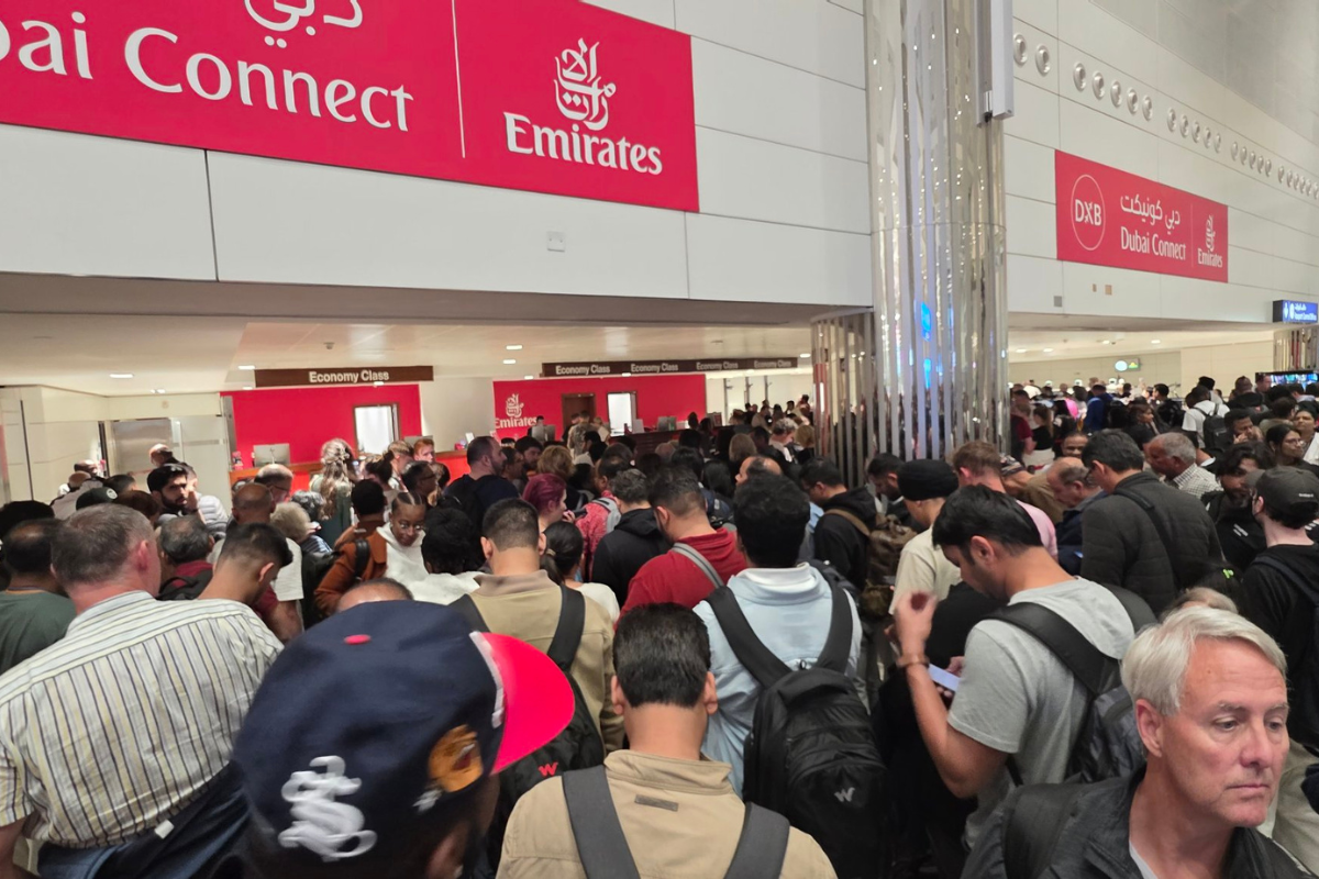 a group of people in a building