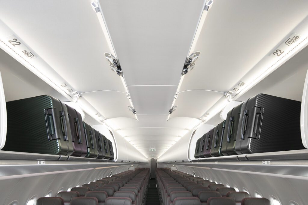 a plane with rows of seats