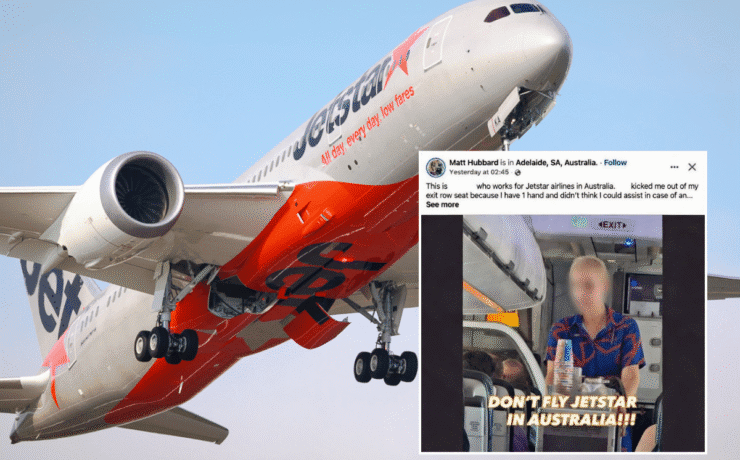 a plane with a person in the background